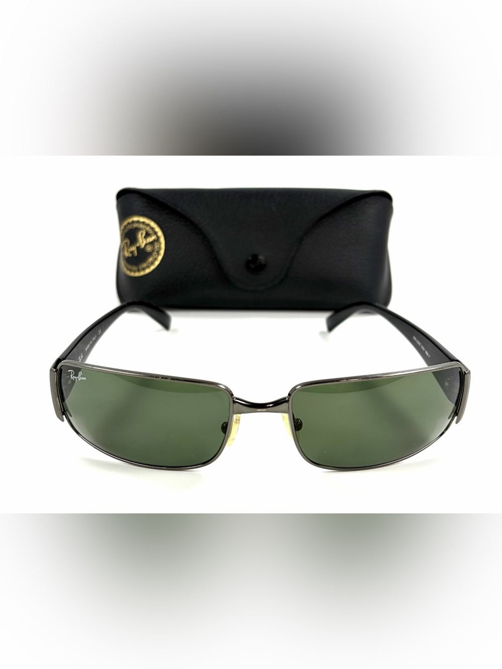 Ray-Ban RB3237 004 Gunmetal Green Lens Sunglasses w/ Case EUC